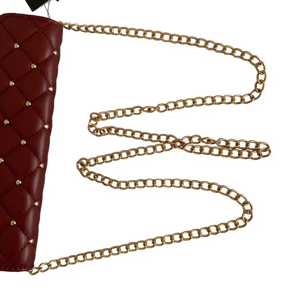 Badgley Mischka Vagan Quilted Leather Flap Crossbody with Studs and Chain Strap - Picture 9 of 11